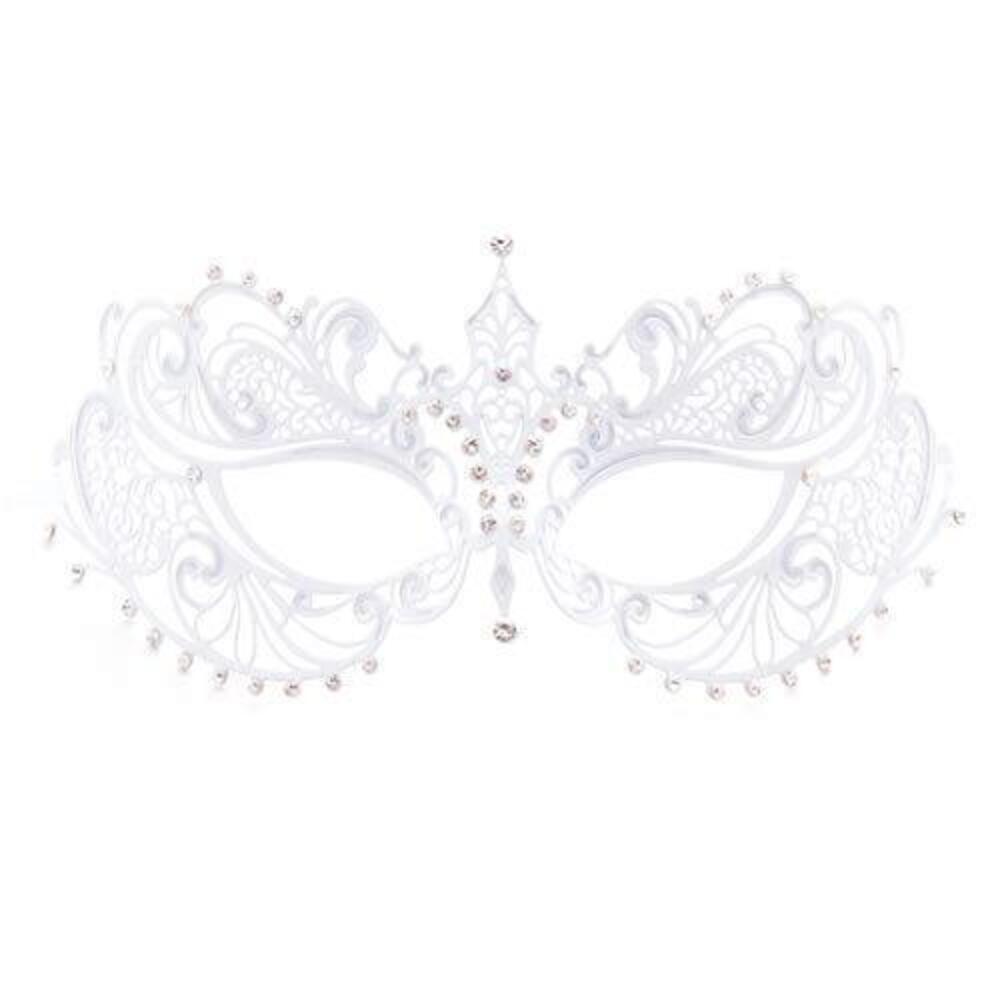8416 Laser Cut Metal Venetian Halloween Mardi Gras Party Mask White 2